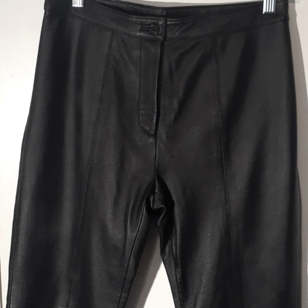 Black genuine leather pants